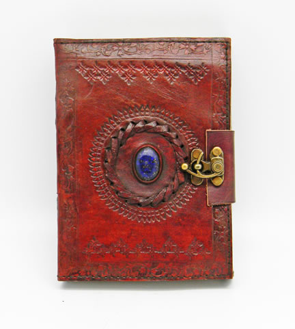 Leather Embossed Stone Eye Journal with Lock 5 x 7"